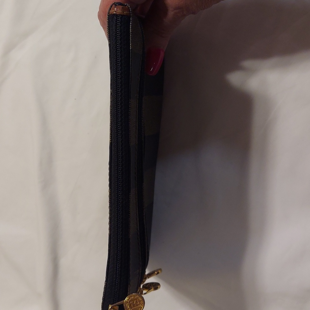 FENDI Vintage Pequin 3 Compartment zip pouch coated canvas leather lined.  Vgvc - Picture 12 of 12